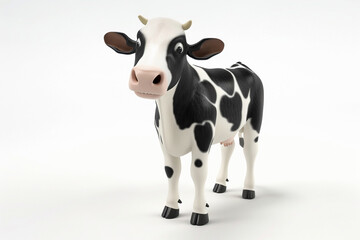 A Cow 3d render white background. Cute animal vocabulary for kindergarten children concept.