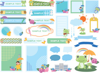 梅雨のイラスト素材セット
