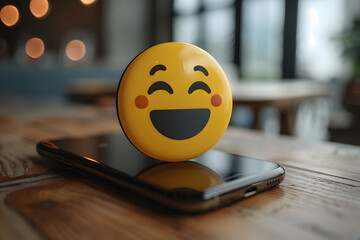 An image of a happy April Fool's Day emoji on a smartphone, perfect for sharing on social media and messaging apps to celebrate the holiday with friends and family. - obrazy, fototapety, plakaty