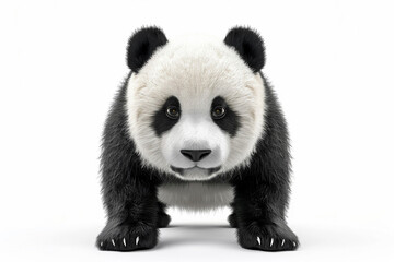 A Giant Panda 3d render white background. Cute animal vocabulary for kindergarten children concept.