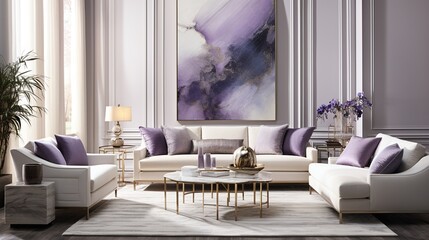 Interior composition of modern trending living room inspired by aesthetic palette  - obrazy, fototapety, plakaty