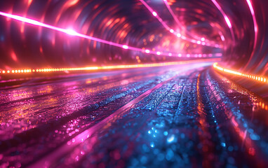 Abstract technology 3D glowing tunnel background, now sci-fi 3D space concept scene illustration