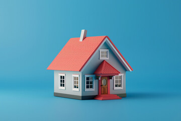 3D cartoon model house 3D rendering, real estate economy concept illustration