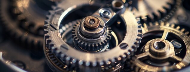 Closeup on the gears and rings of a DSLR zoom lenss mechanism - obrazy, fototapety, plakaty