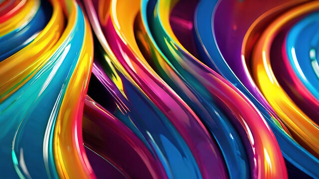 Plastic 3d wave texture colorful background with lines and waves inside
