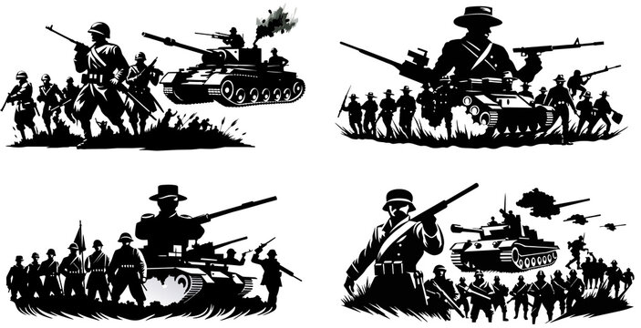 set of combat commander silhouette