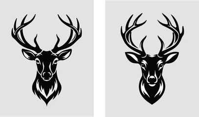 Fototapeten Set of silhouette of deer head silhouette © Tri Endah Wanito