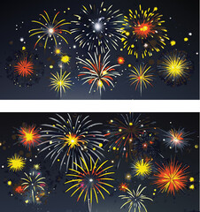 Fototapeta premium Set of firework for celebration background