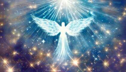 abstract angel spiritual mystic mystical magic magical religious background with stars and divine angelic light