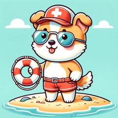 Beach Lifeguard Vigilant Zodiac Dog