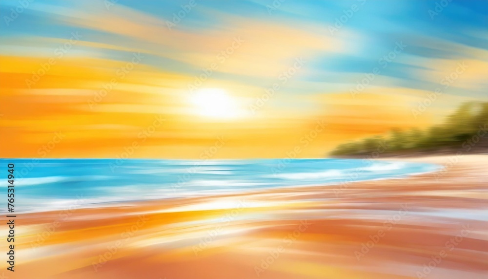 Wall mural summer holiday concept abstract blur beach sunset texture background