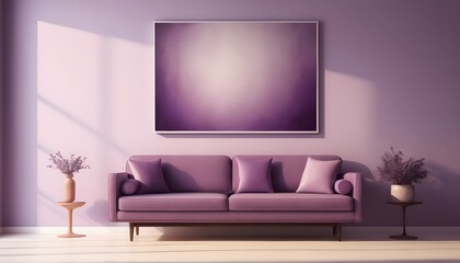 Minimalist, retro, contemporary composition of living room .purple tone on tone.