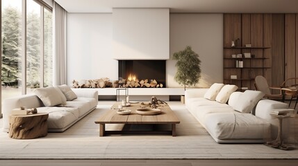 Interior composition of modern luxurious living room with sophisticated setting 