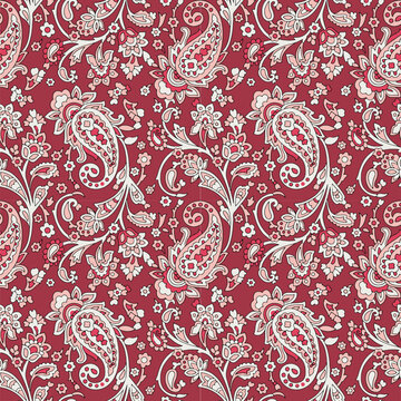 seamless paisley pattern on red background.eps