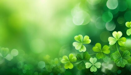 st patrick s day green blurred background with shamrock leaves patrick day abstract border art design magic clover nature backdrop