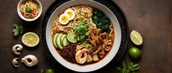 chinese food noodle on a table for chinese food web banner d - obrazy, fototapety, plakaty