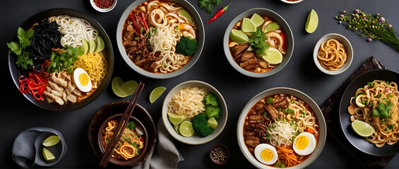 chinese food noodle on a table for chinese food web banner a - obrazy, fototapety, plakaty