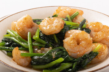 海老とほうれん草の中華炒め
