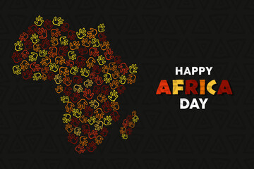 Africa day tribal art continent shape celebrating African unity . Eps 10 vector ilustration  - obrazy, fototapety, plakaty
