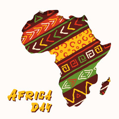 Africa day tribal art continent shape celebrating African unity . Eps 10 vector ilustration 