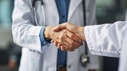Surgeon Handshake: Professional Greeting Between Two Surgeons, Symbolizing Trust and Teamwork in the Operating Room.
