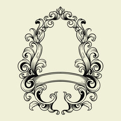 A black and white Vintage frame with a floral design