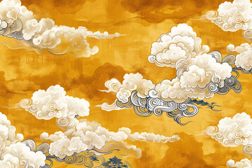 Auspicious cloud element background pattern, Chinese style traditional festival background concept illustration