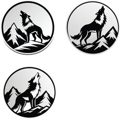 Set of howling wolf logo icon