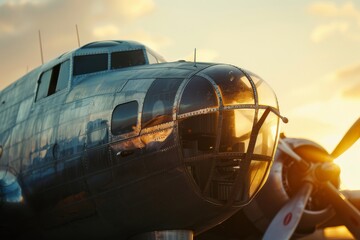 The dramatic sky behind a fighter plane as it prepares for takeoff