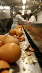 Obraz premium Efficient egg sorting machine at a commercial egg production facility optimizing egg processing
