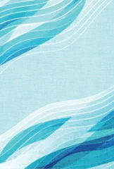 Tuinposter 青　和柄　波　背景  © J BOY