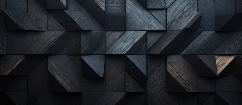 An image showing a detailed view of a dark wooden wall made up of blocks of timber material
