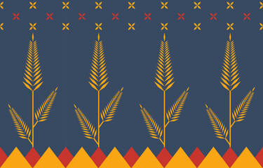 Abstract ethnic seamless pattern in tribal.Ikat textile texture in native American,Mexican,African, scandinavian style.Aztec geometric fabric folk art background.Colorful boho design for print decor.