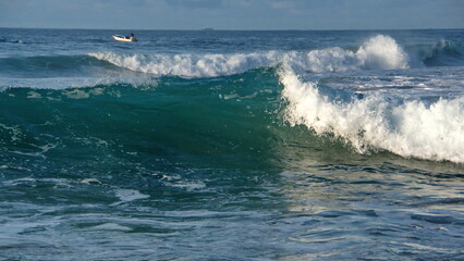 Waves breaking on the beach in Zipolite, Mexico