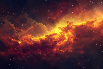 Foto op Aluminium Colorful cosmic nebula shrouded in space dust, celestial wonders cosmic starry sky concept illustration © lin