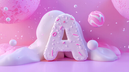 3D rendering letter A, 3d style decorated capital letter A