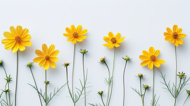 White background with yellow flowers.