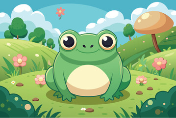a-delightful-and-adorable-frog-walking-in-a-tran .eps
