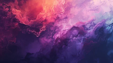 Foto auf Alu-Dibond Smoke cloud with a palette of pink and purple - A rich, textural spread of smoky textures in pink and purple hues evoking a sense of mystery © Tida
