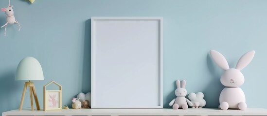mockup of the frame on the wall of the child's room