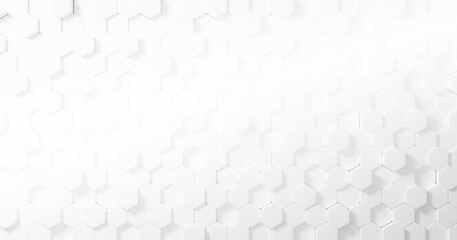 White hexagon texture background with copy space 3D render