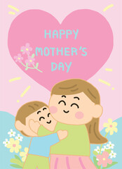 Mother hugs son with love