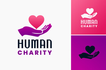 Human Charity Logo Design Template: Signifies compassion & aid, perfect for nonprofit organizations or charitable foundations - obrazy, fototapety, plakaty