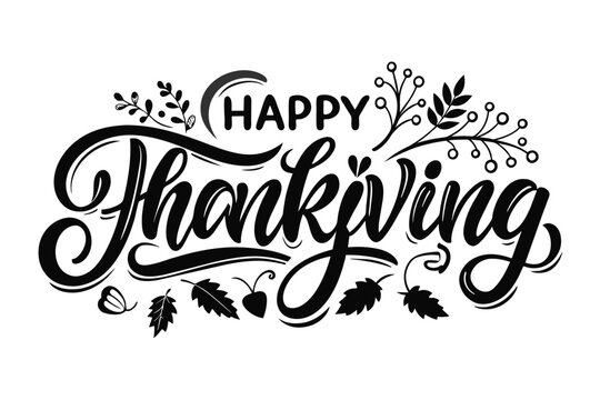 happy-thanksgiving-black-white-handwriting-on-wh vact.eps