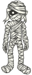 illustration mummy character colorful transparent background