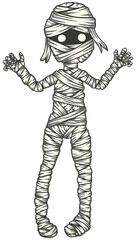 illustration mummy character colorful transparent background