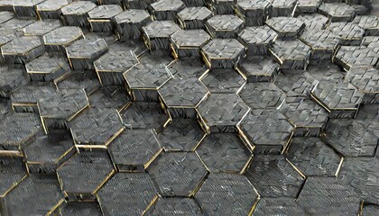 black hexagonal geometric background 3d rendering illustration