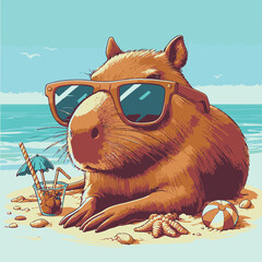 Happy Capy at the beach