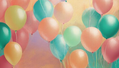 abstract pastel background of soft colors of colorful balloons and balls creative entertainment concept