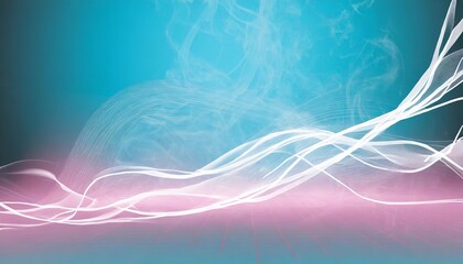 a beautiful light blue background with white smoke trailing across the floor with pink lighting abstract background for presentation - obrazy, fototapety, plakaty
